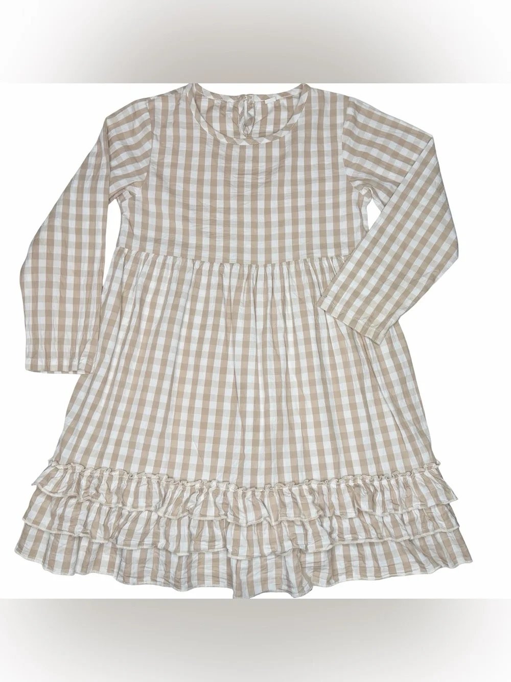 Gingham Ruffle Trim Dress